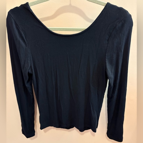 Anthropologie Sunday in Brooklyn Black Ribbed Bow Top Women’s Size Medium - Picture 8 of 14